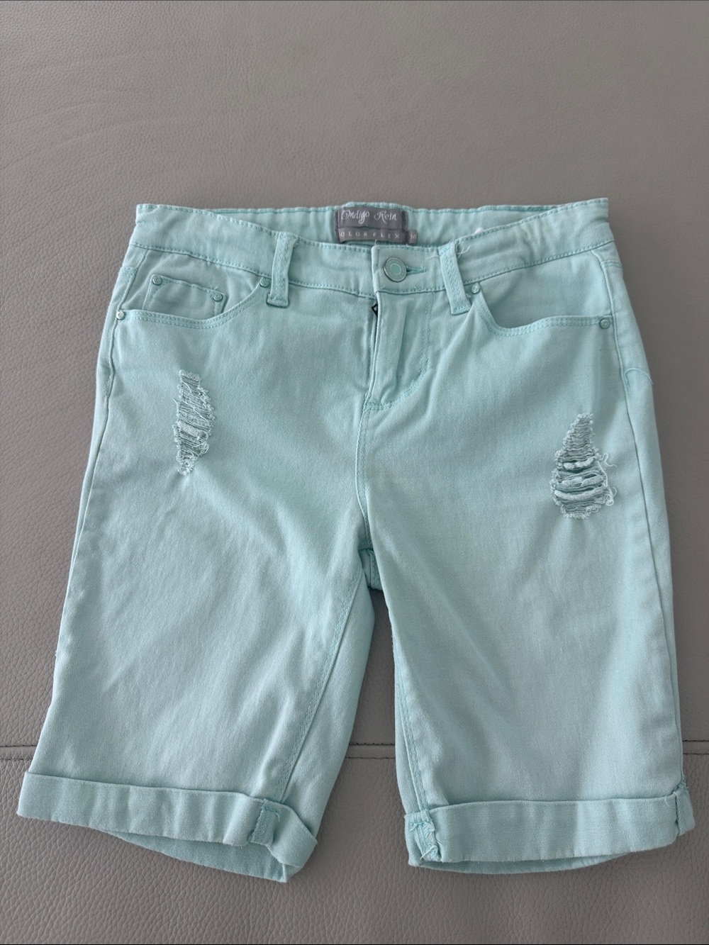 Girl's Mint Distressed Bermuda Shorts